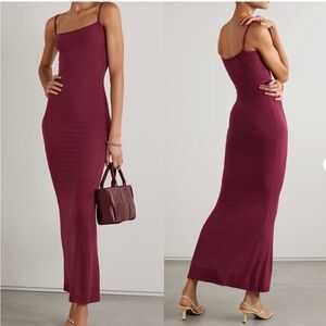 SKIMS Soft Lounge Long Slip Dress in Wine